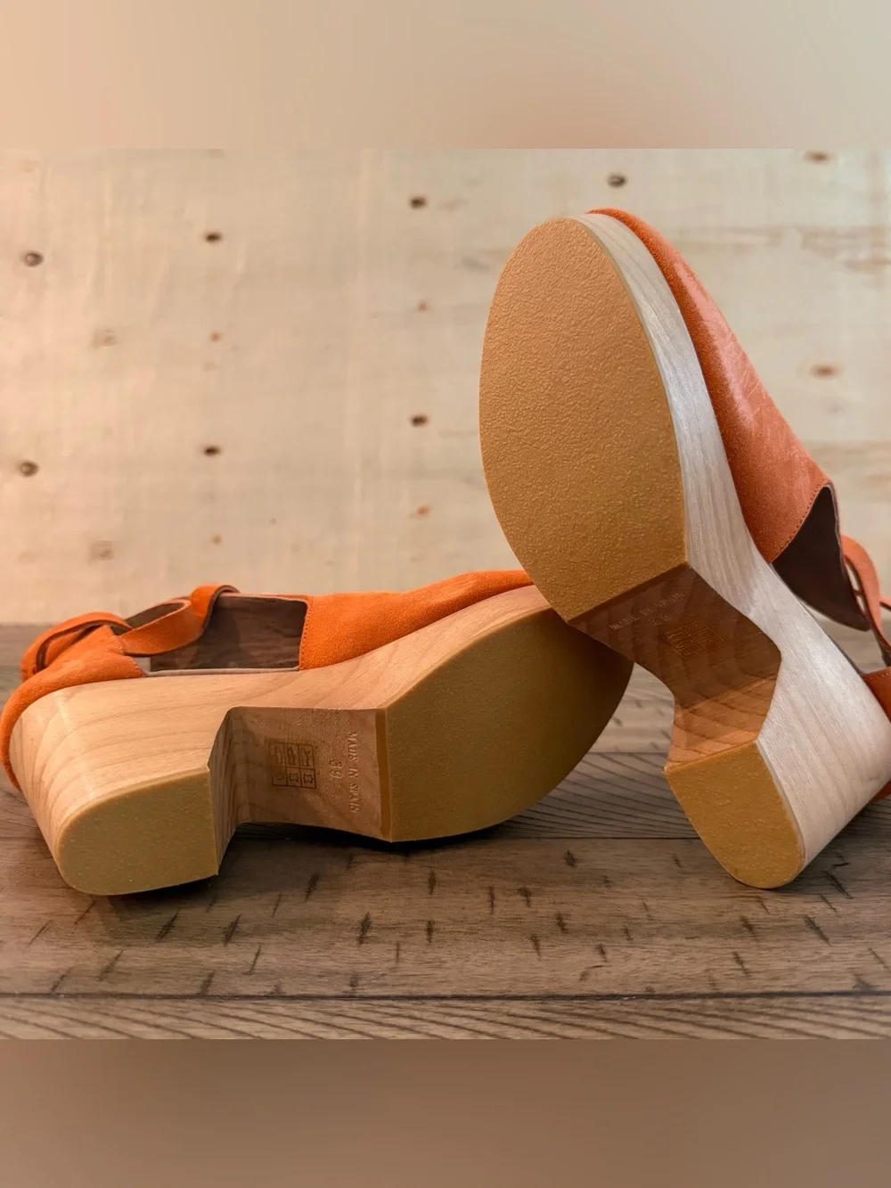 New Free People Cedar Leather Platform Clogs Tomato US 8.5 EU 39